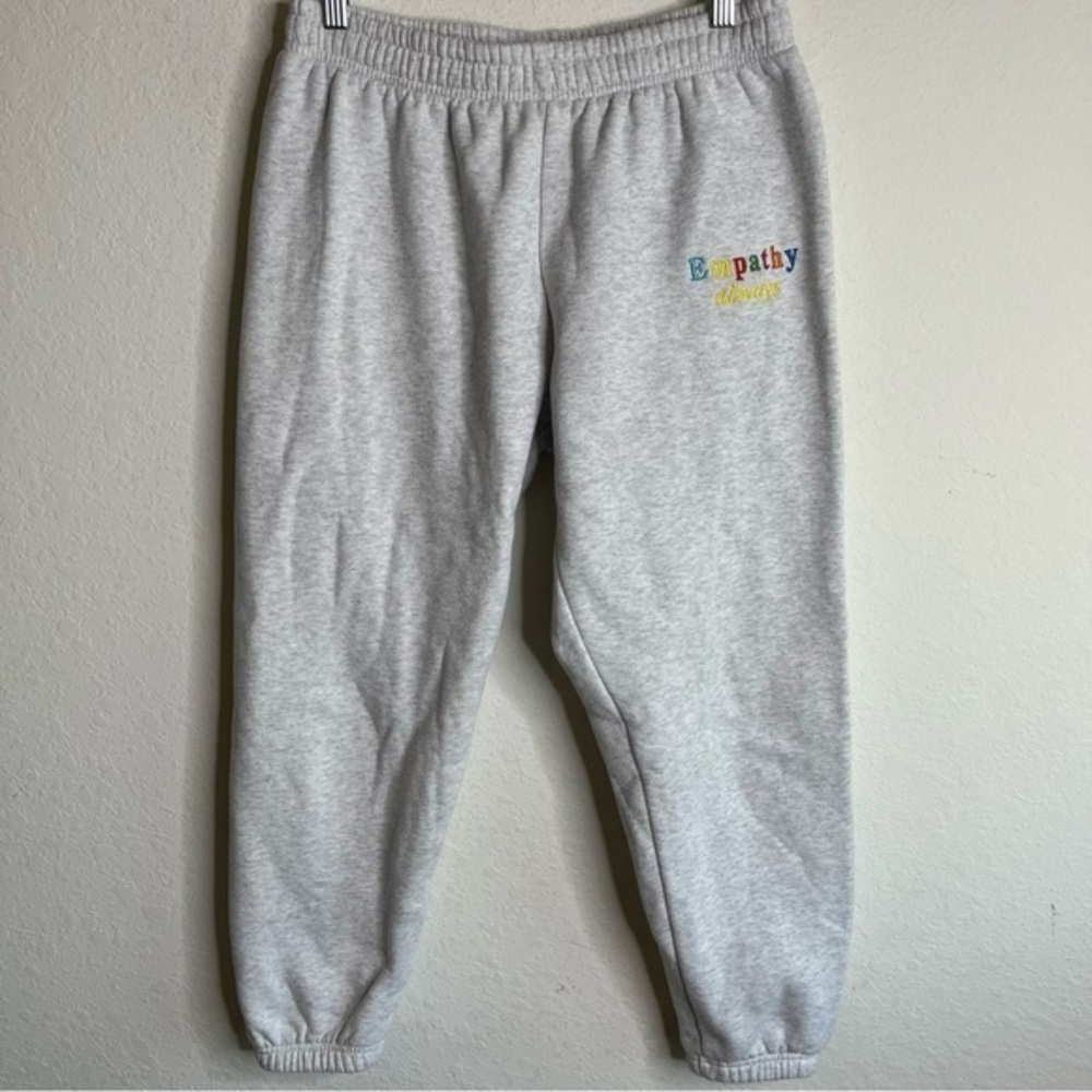 The Mayfair Group EMPATHY SweatPants Womens S/M Gray Gym Lounge Soft Drawstring